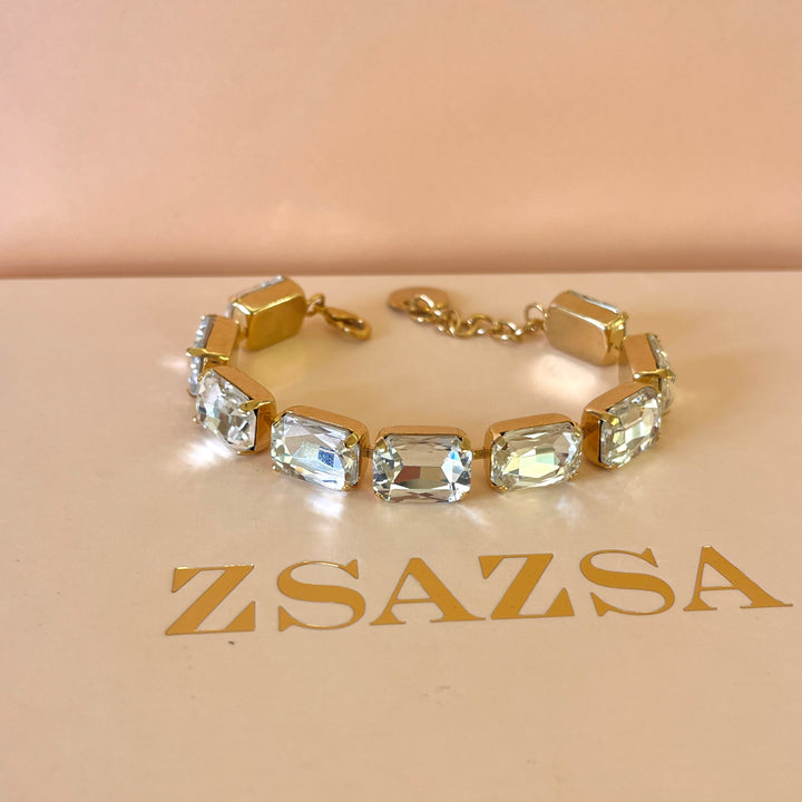 Preciosa crystals rectangulart gold plated bracelet
