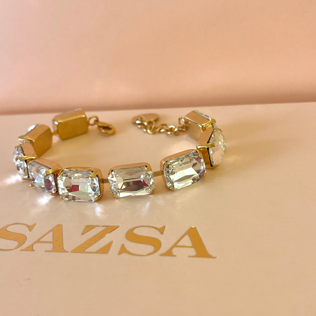Preciosa crystals rectangulart gold plated bracelet