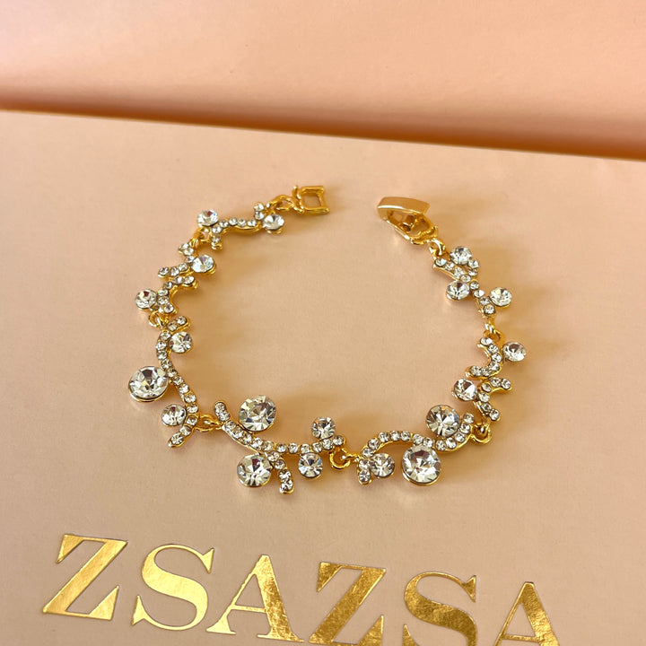 Swarovski crystals round gold plated bracelet