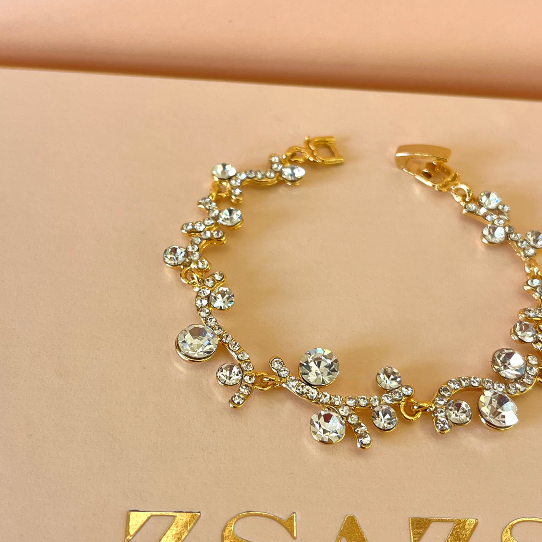 Swarovski crystals round gold plated bracelet