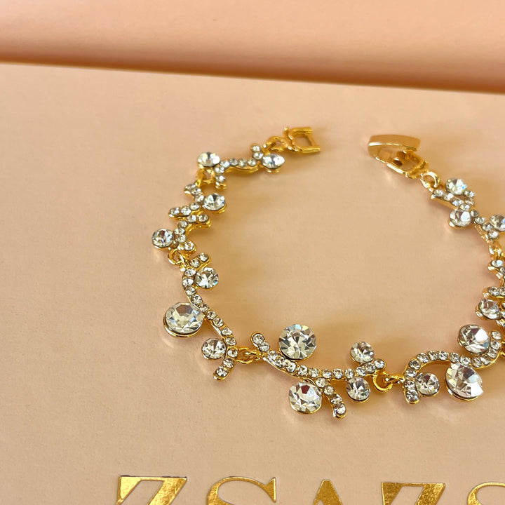Swarovski crystals round gold plated bracelet