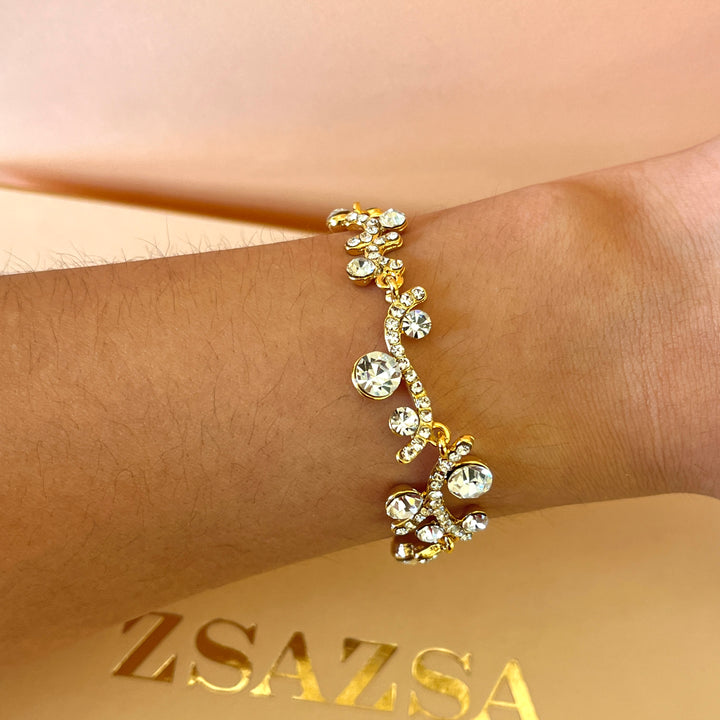 Swarovski crystals round gold plated bracelet