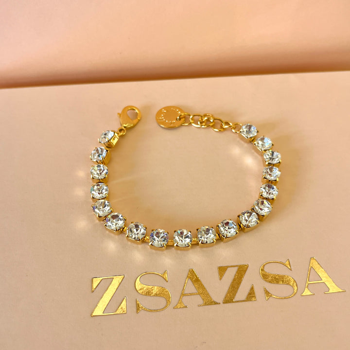 Preciosa crystals round gold plated bracelet