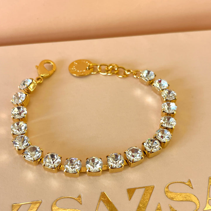 Preciosa crystals round gold plated bracelet