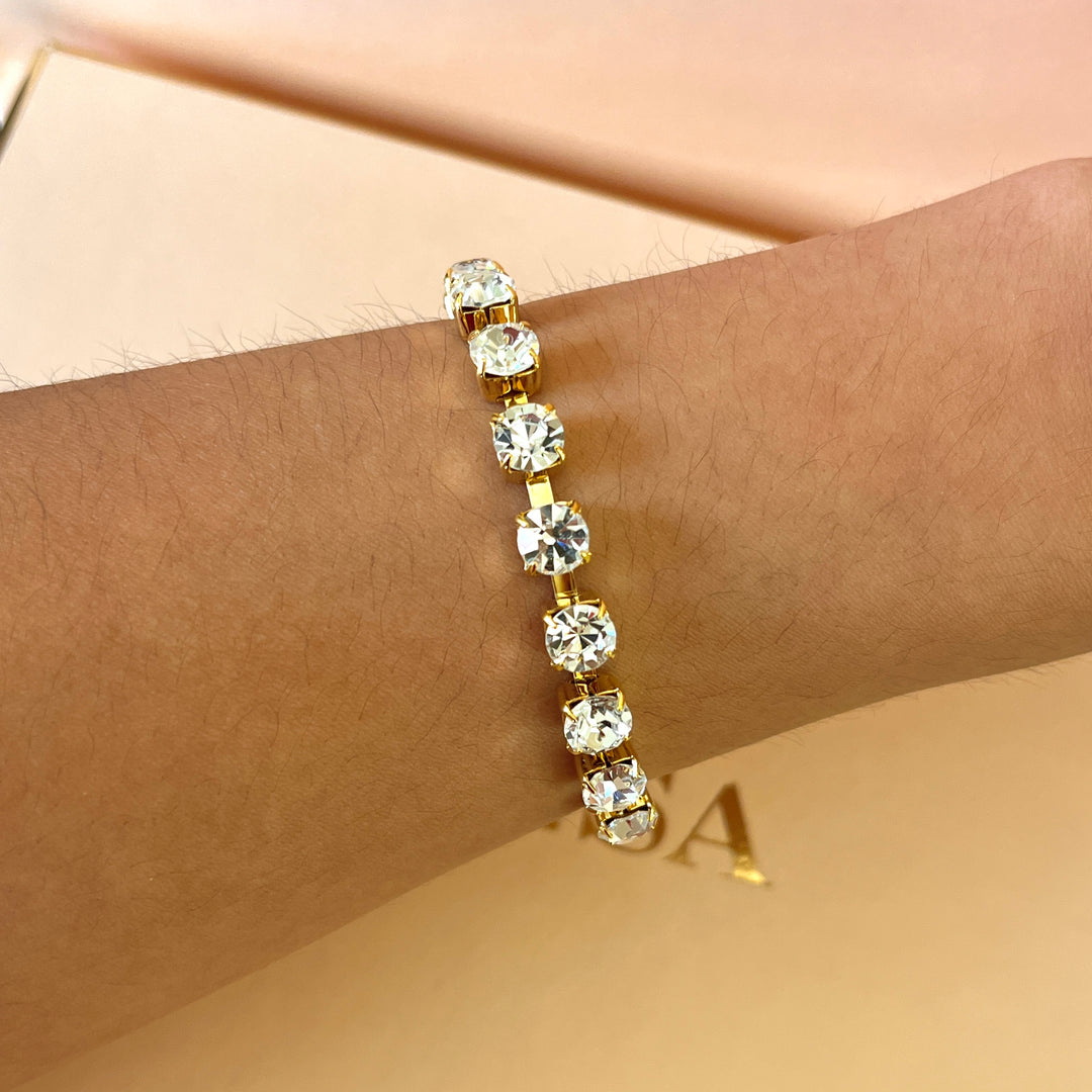 Preciosa crystals round gold plated bracelet