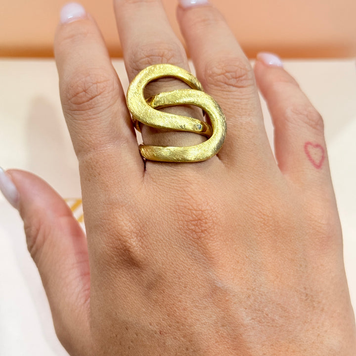 Handmade gold plated crossed ring