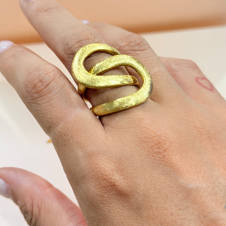 Handmade gold plated crossed ring