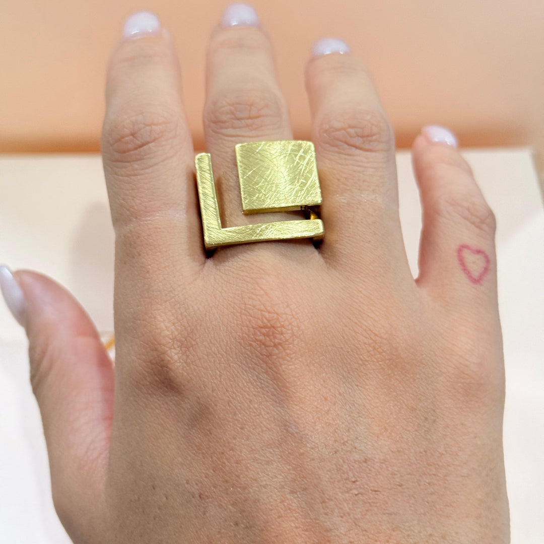 Handmade gold plated square ring