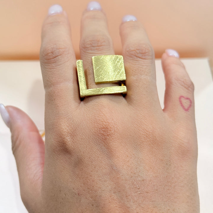 Handmade gold plated square ring