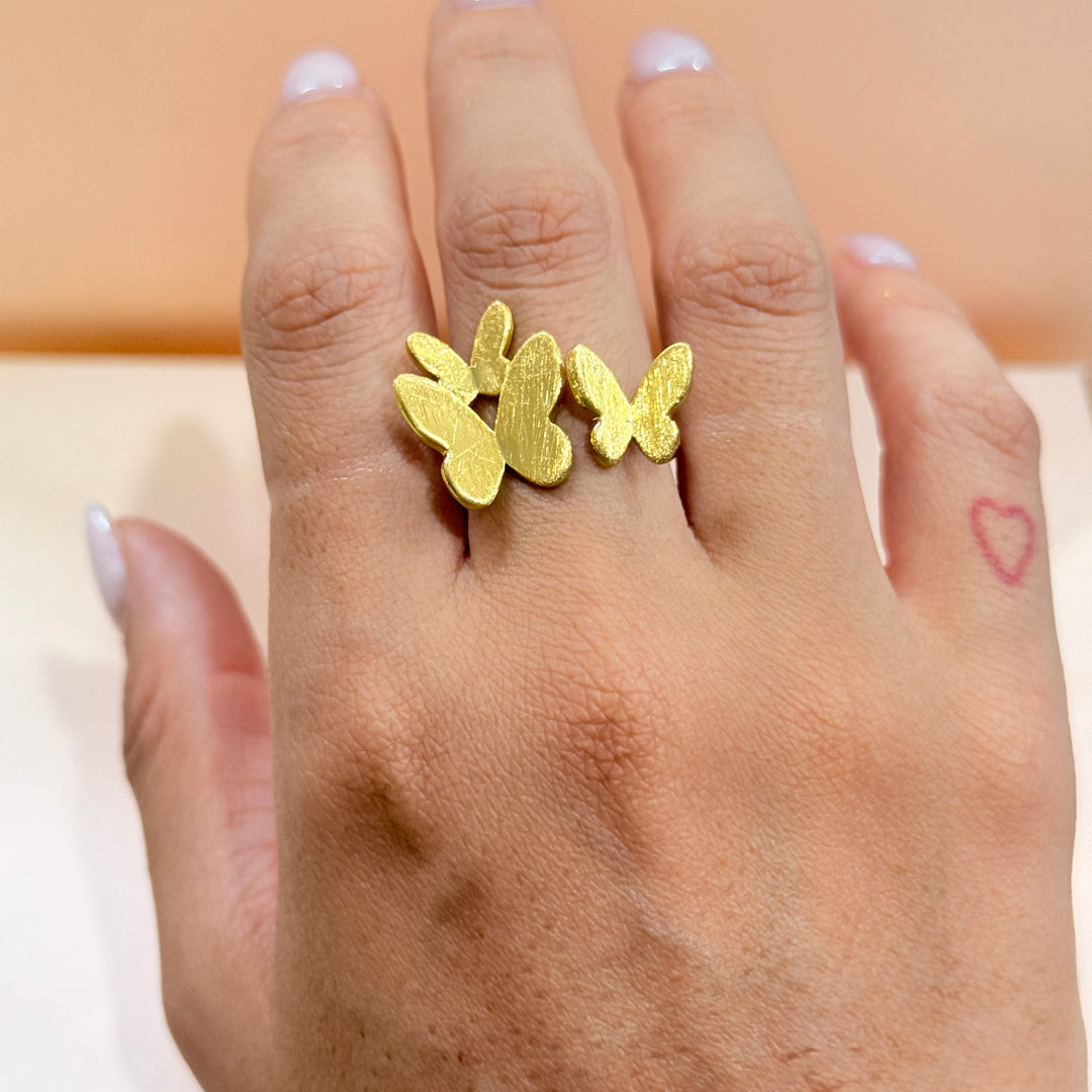 Handmade gold plated butterflys ring
