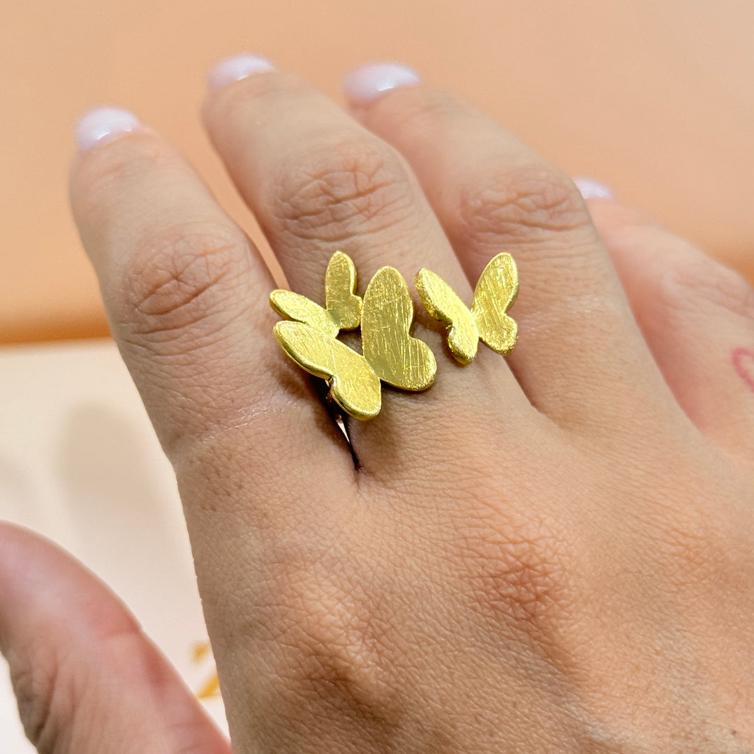 Handmade gold plated butterflys ring