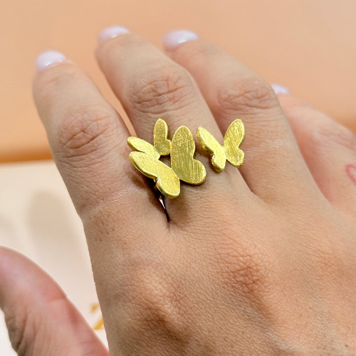 Handmade gold plated butterflys ring