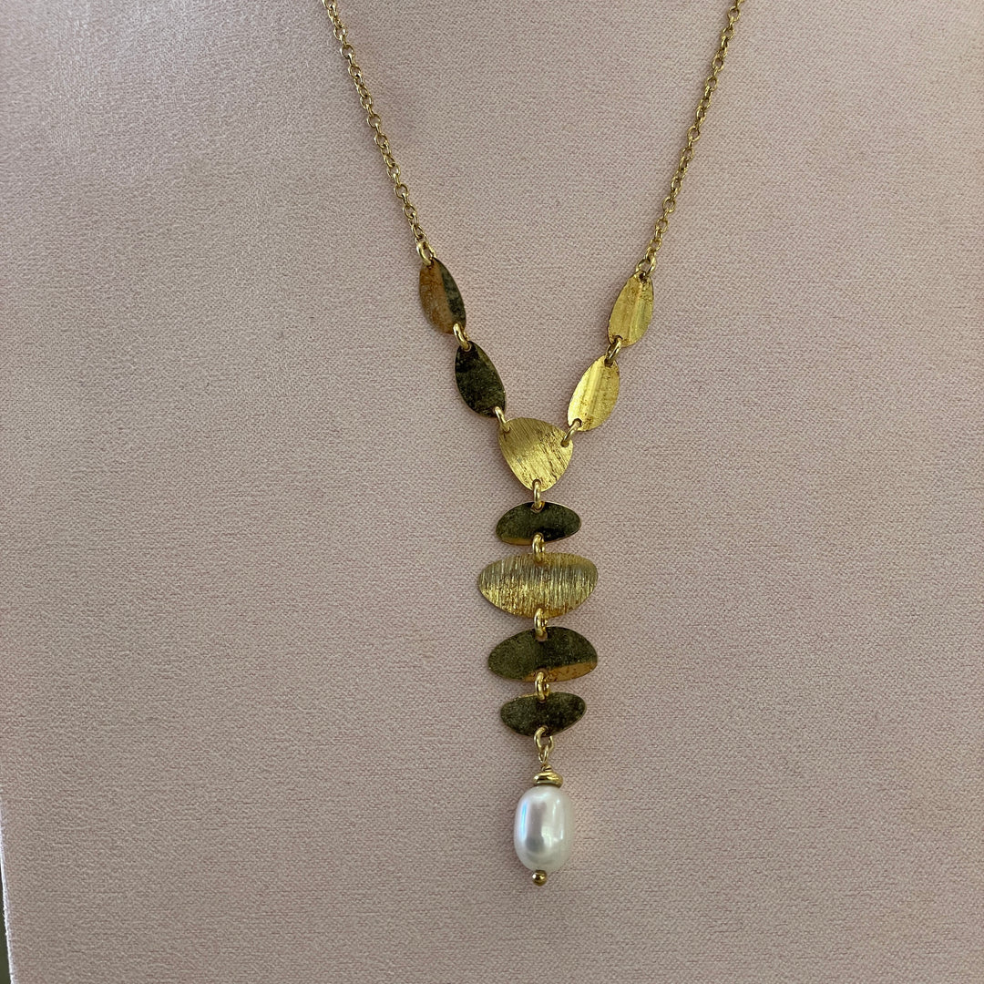 Sterling Silver dainty circles with pearls earrings and necklace