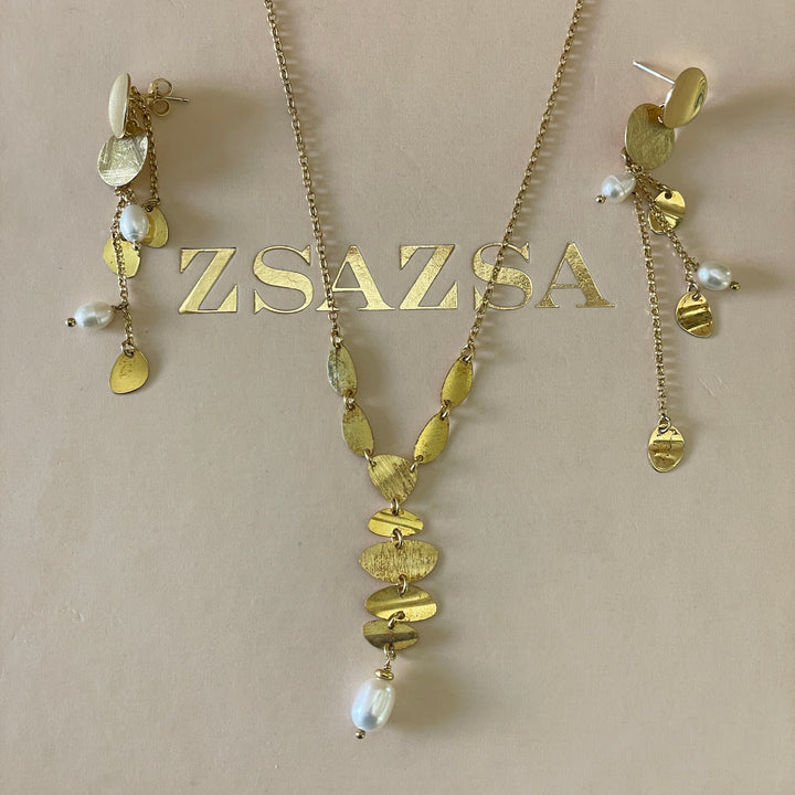 Sterling Silver dainty circles with pearls earrings and necklace