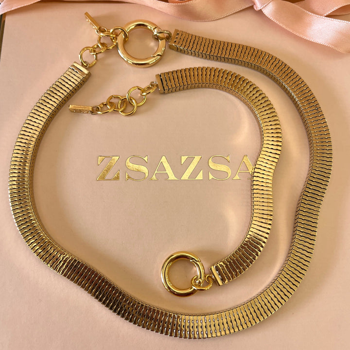 Cord gold plated necklace and bracelet