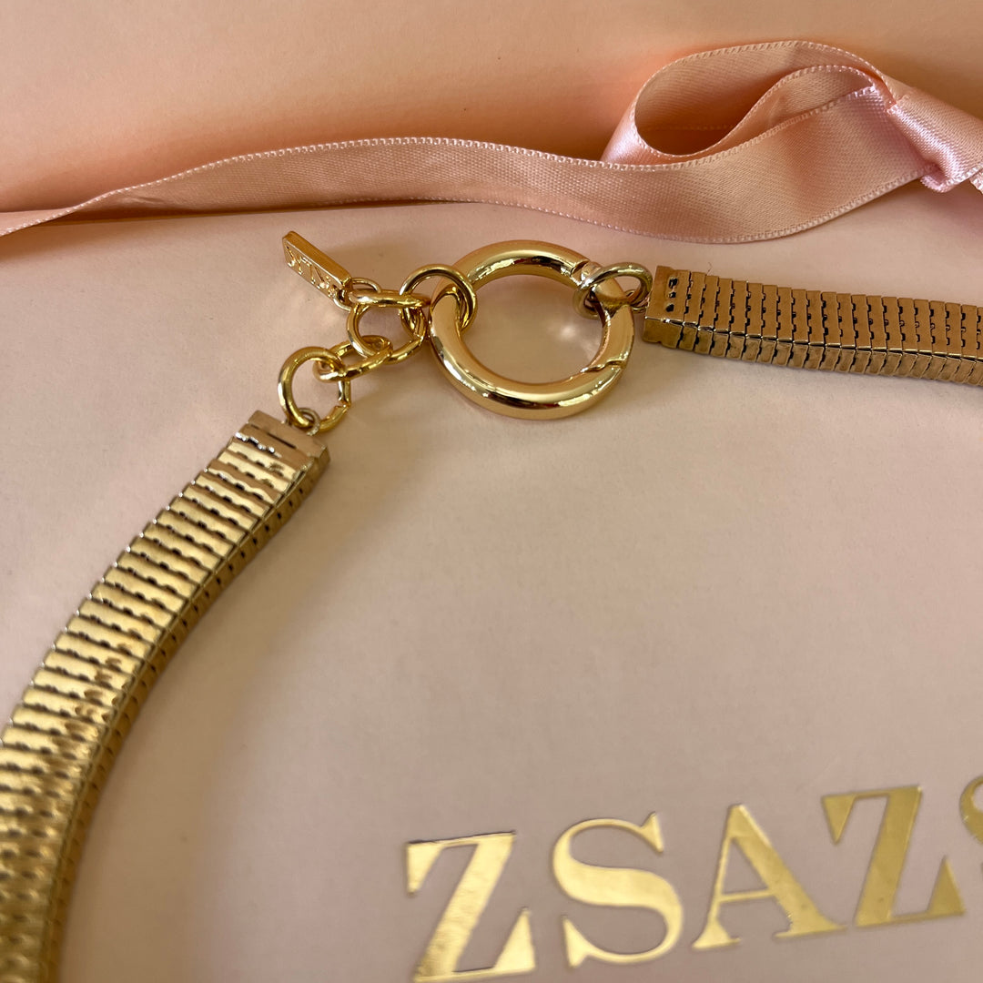 Cord gold plated necklace and bracelet