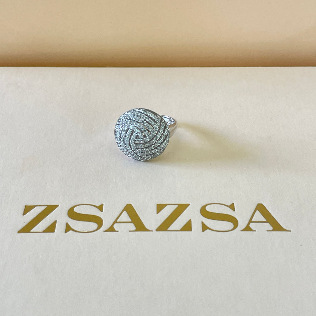Sterling silver round knot ring with dainty zircone stones