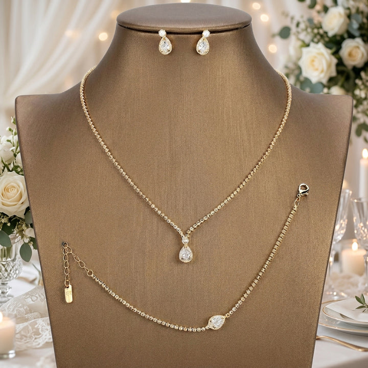 Teardrop CZ Accent Rhinestone Jewelry Set