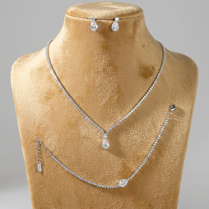 Teardrop CZ Accent Rhinestone Jewelry Set