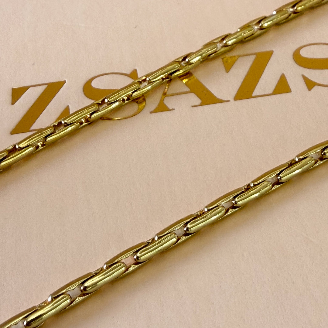 Gold Rectangle Bar Link Chain Thicker Necklace   | Gold Plated | ZsaZsa