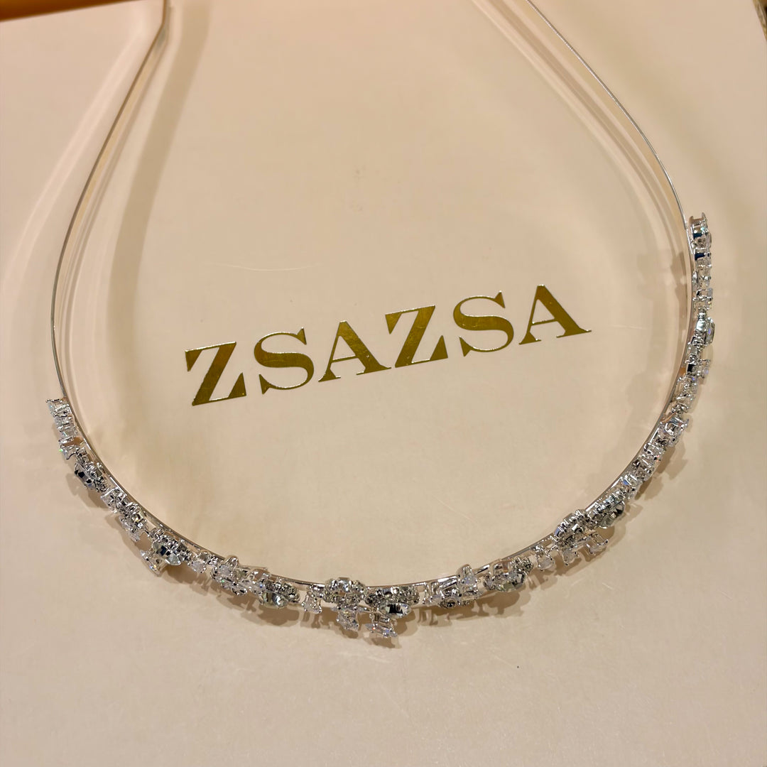 Rhinestone Flower silver headband