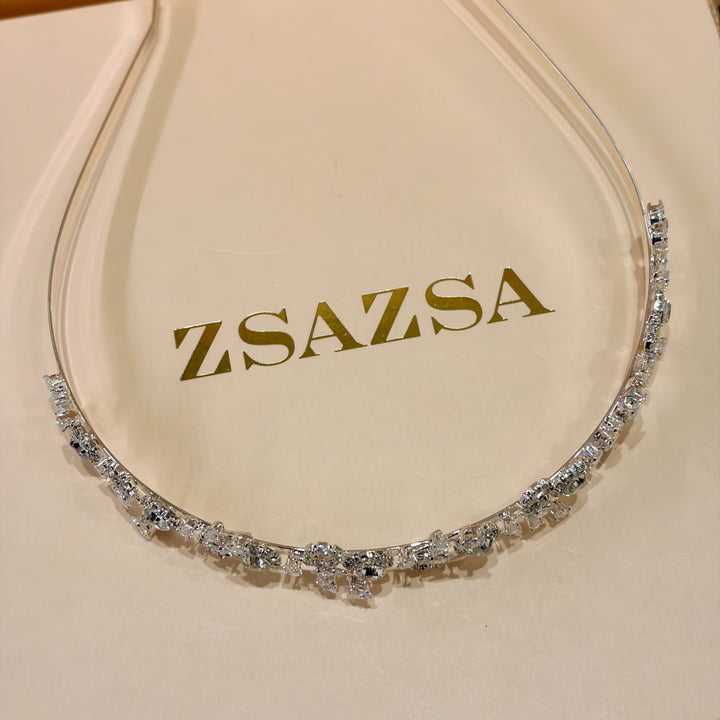 Rhinestone Flower silver headband