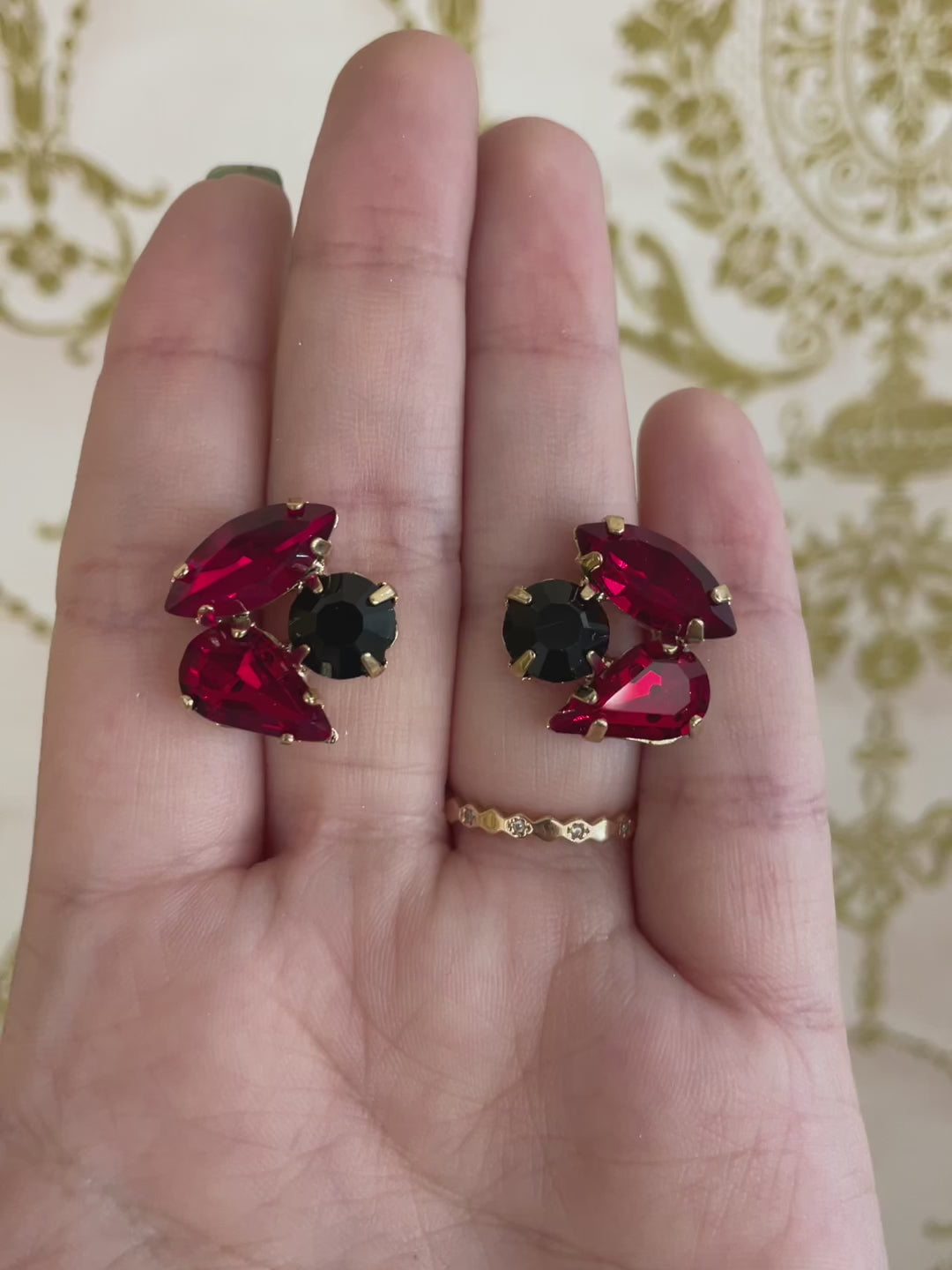 Swarovski Crystal black and red earrings