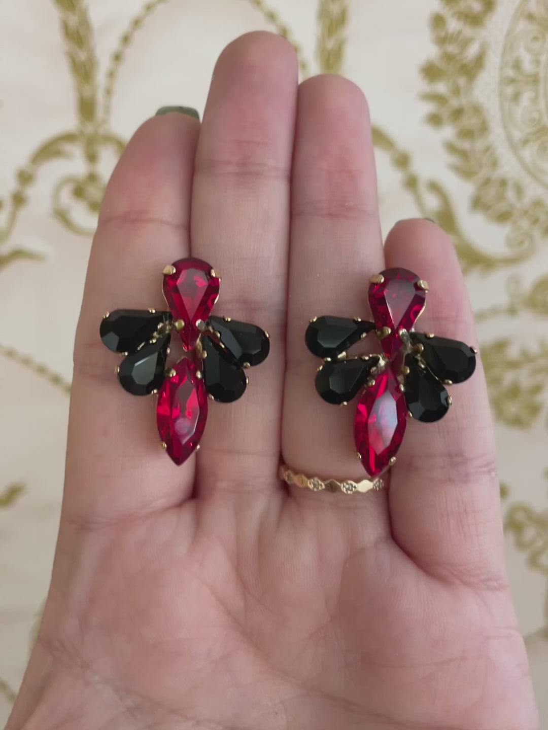 Swarovski Crystal black and red earrings