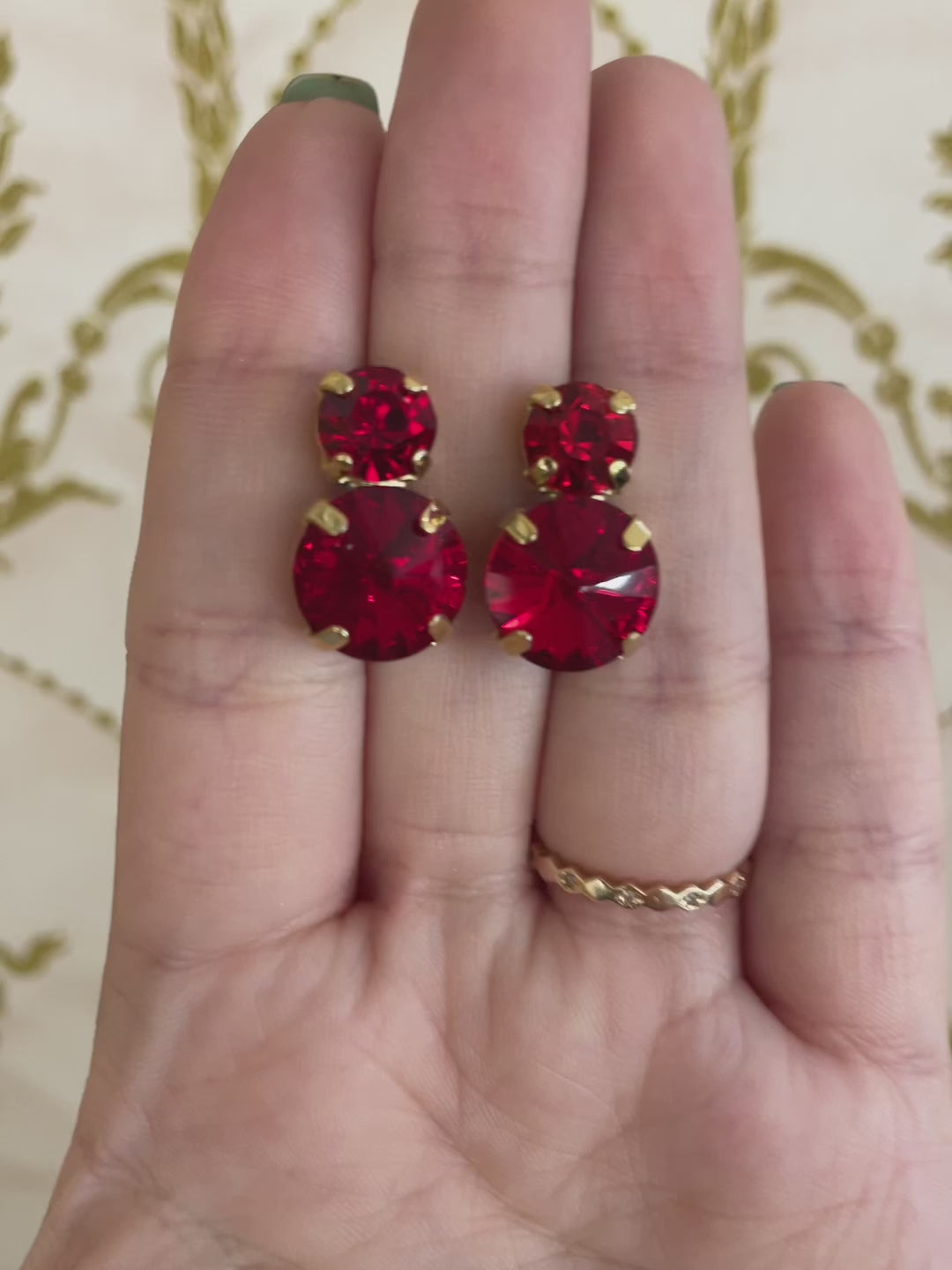 Red Swarovski Crystal studs
