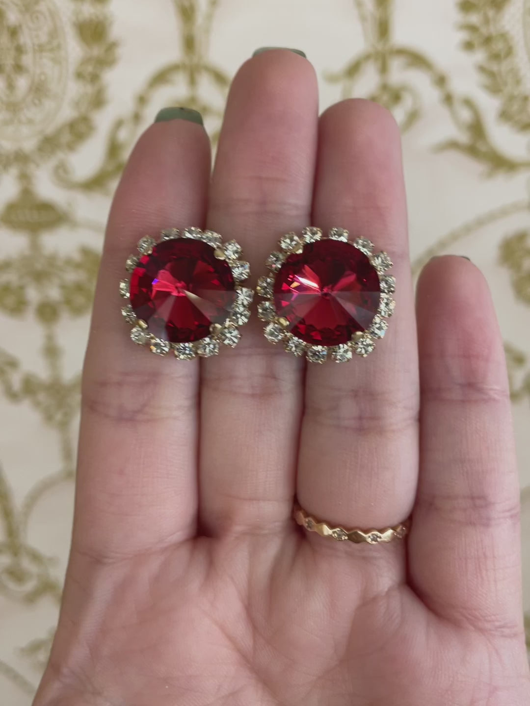 Red Swarovski Crystals studs