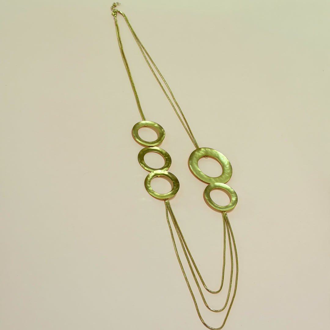 Handmade 5 Circle Hollow Long Necklace | Gold Plated | ZsaZsa