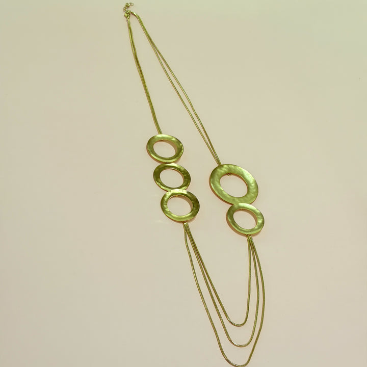 Handmade 5 Circle Hollow Long Necklace | Gold Plated | ZsaZsa