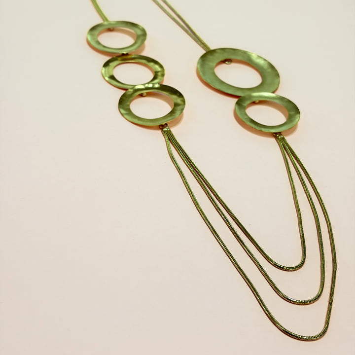 Handmade 5 Circle Hollow Long Necklace | Gold Plated | ZsaZsa