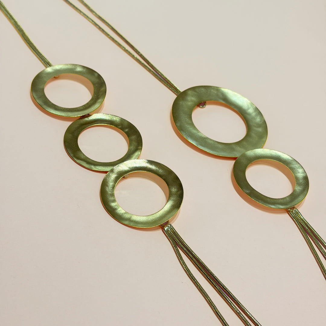 Handmade 5 Circle Hollow Long Necklace | Gold Plated | ZsaZsa