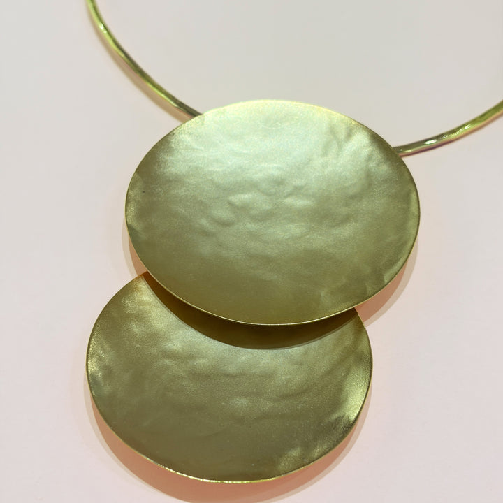Handmade  2 Statement Plain Circle Necklace and Earrings set  | Gold Plated | ZsaZsa