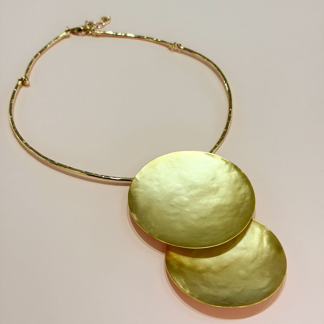 Handmade  2 Statement Plain Circle Necklace and Earrings set  | Gold Plated | ZsaZsa
