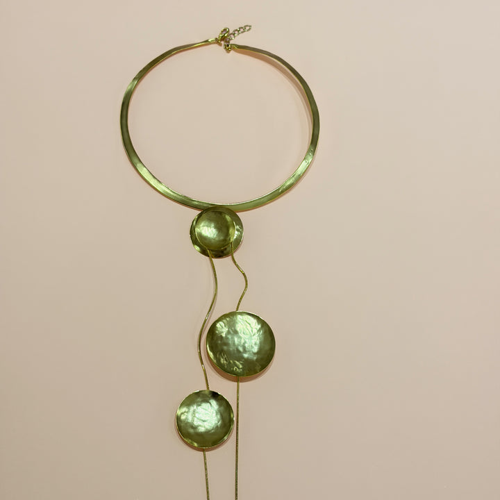 Handmade 3 Circle Dangling Strings Necklace | Gold Plated | ZsaZsa