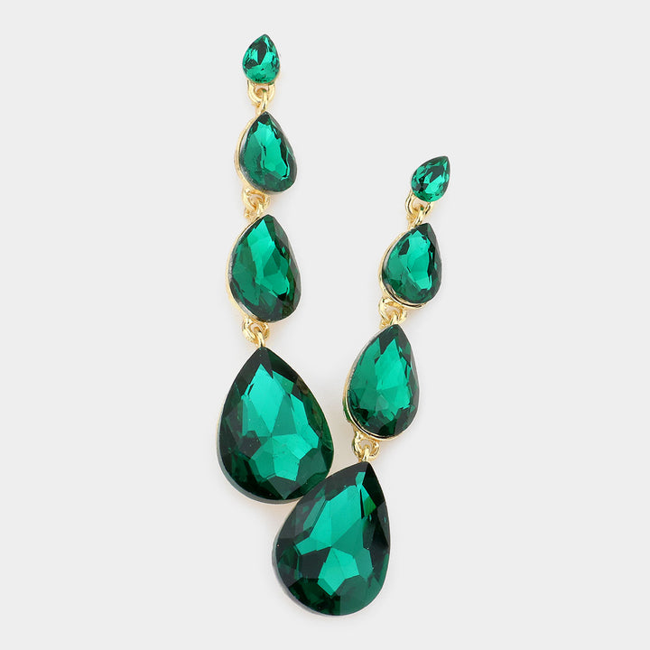 Teardrop Stone Link Dangle Evening Earring