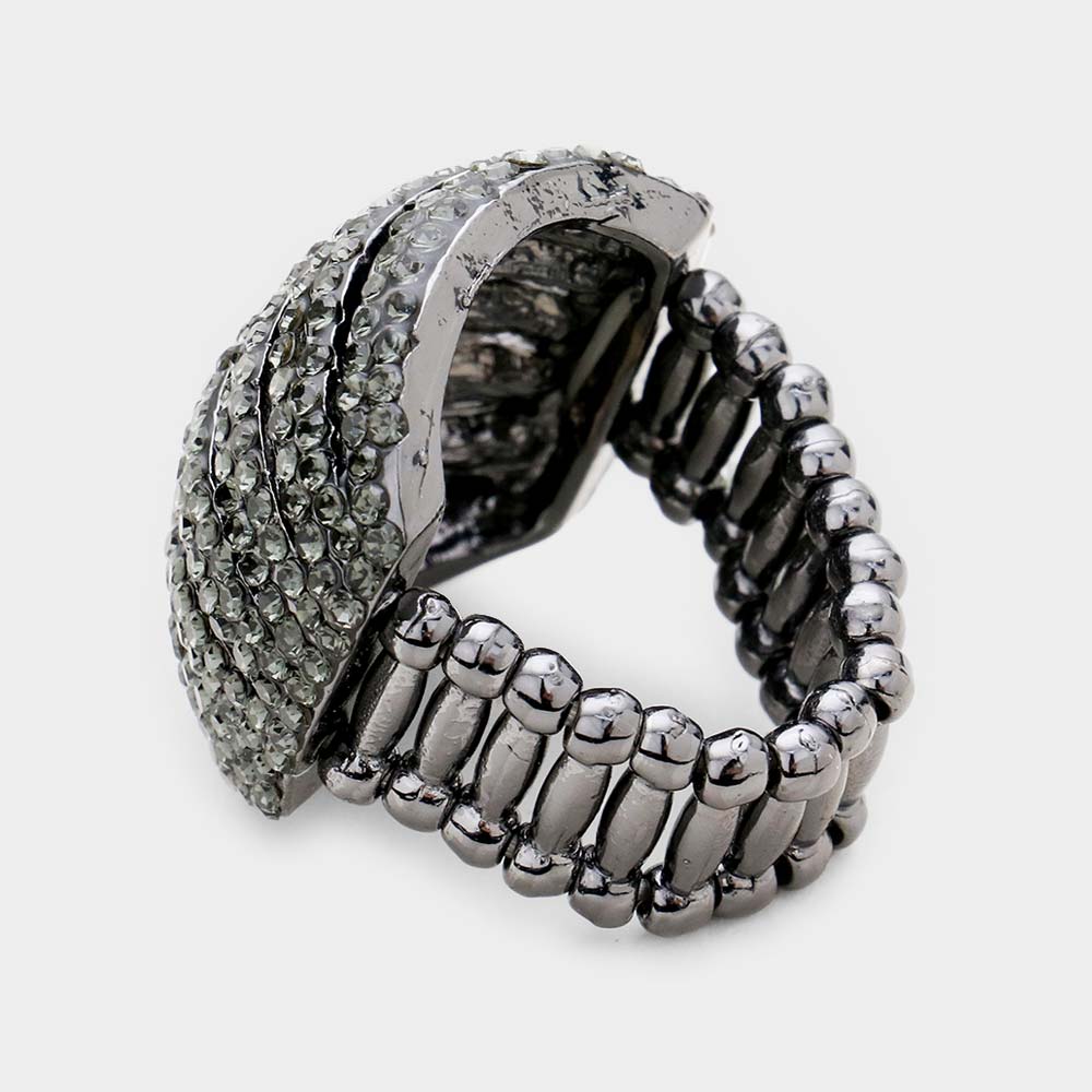 Crystal Rhinestone Pave Dome Stretch Ring
