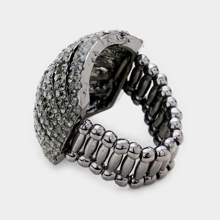 Crystal Rhinestone Pave Dome Stretch Ring