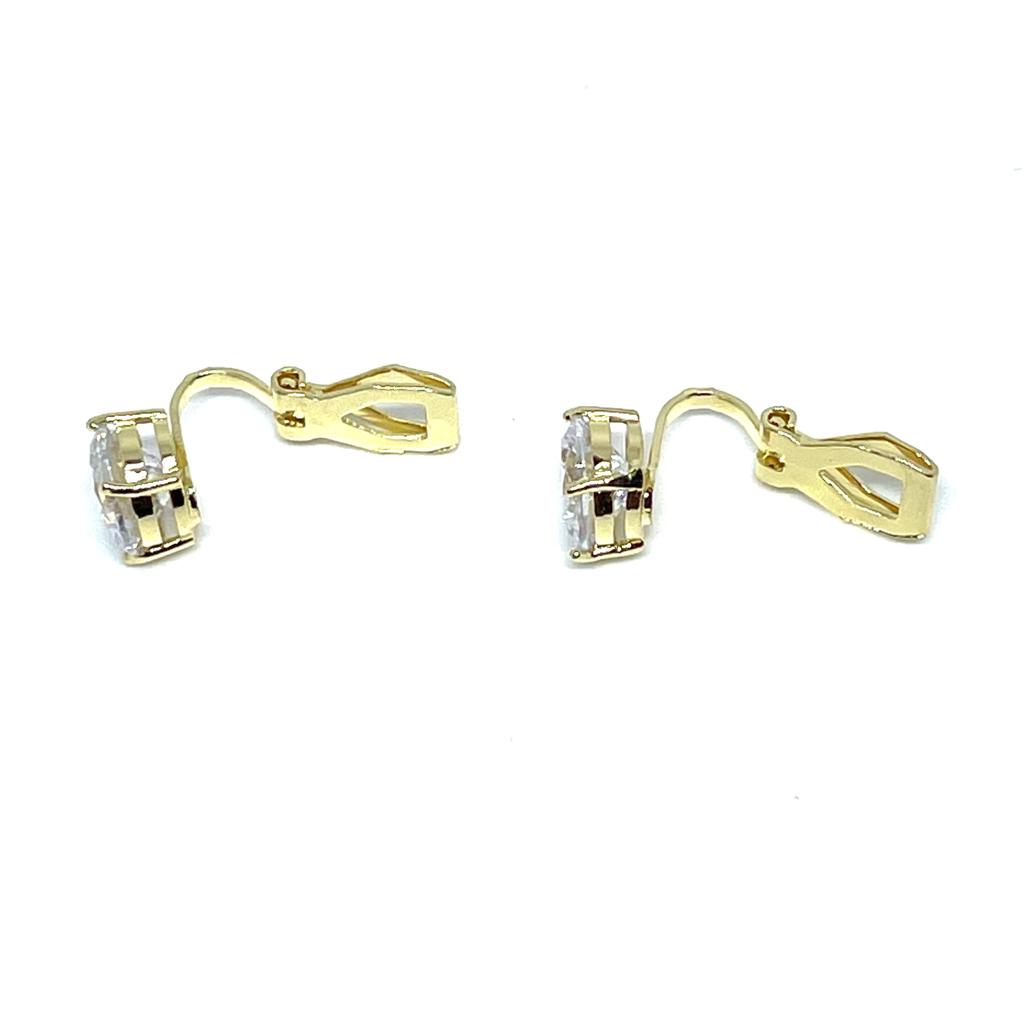 Gold C.Z Clip Earrings