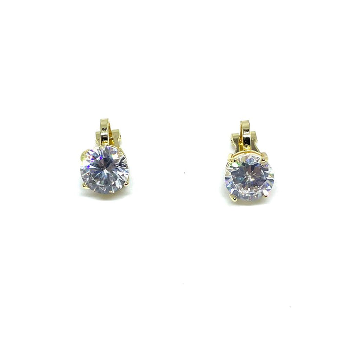 Gold C.Z Clip Earrings