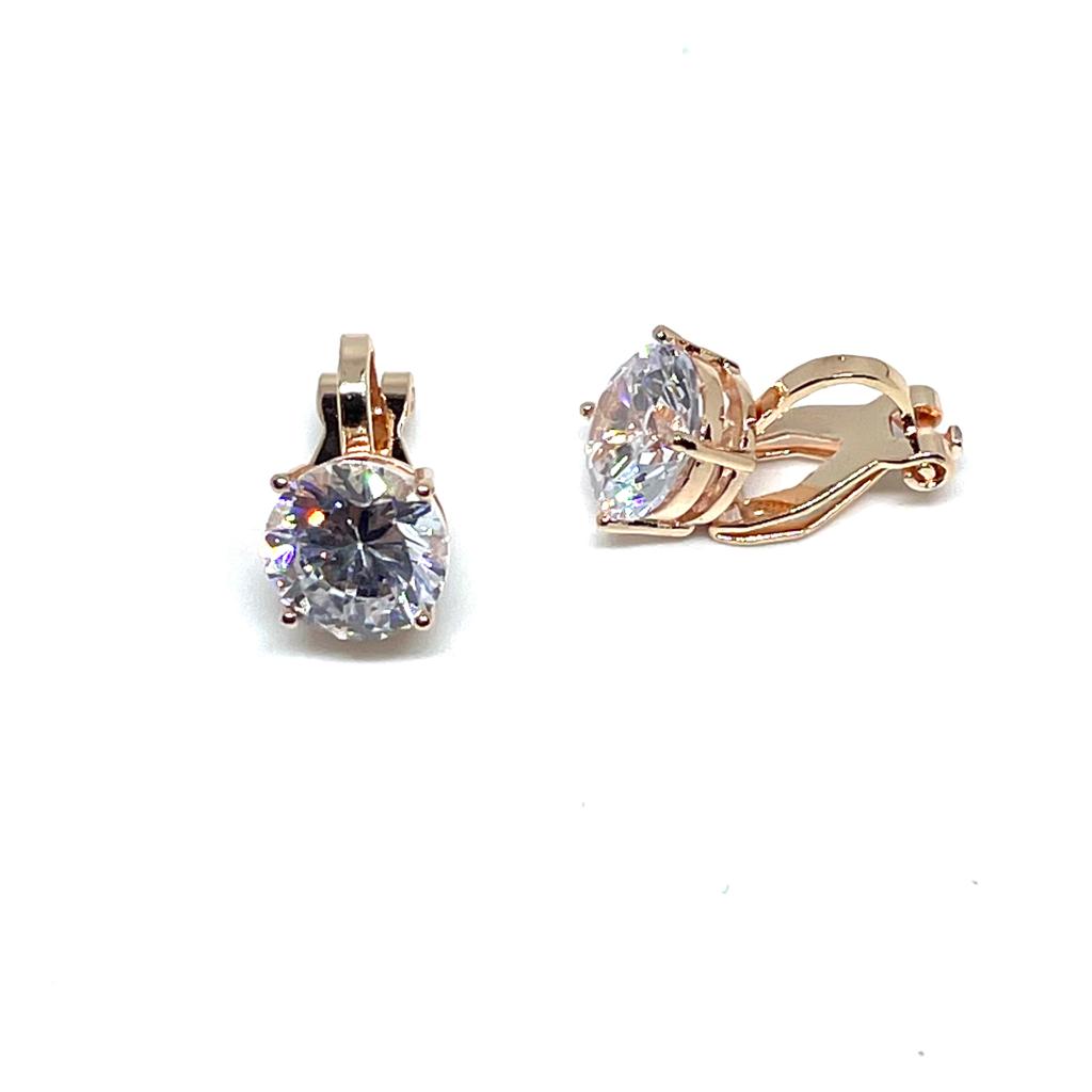 Rose Gold C.Z Clip Earrings