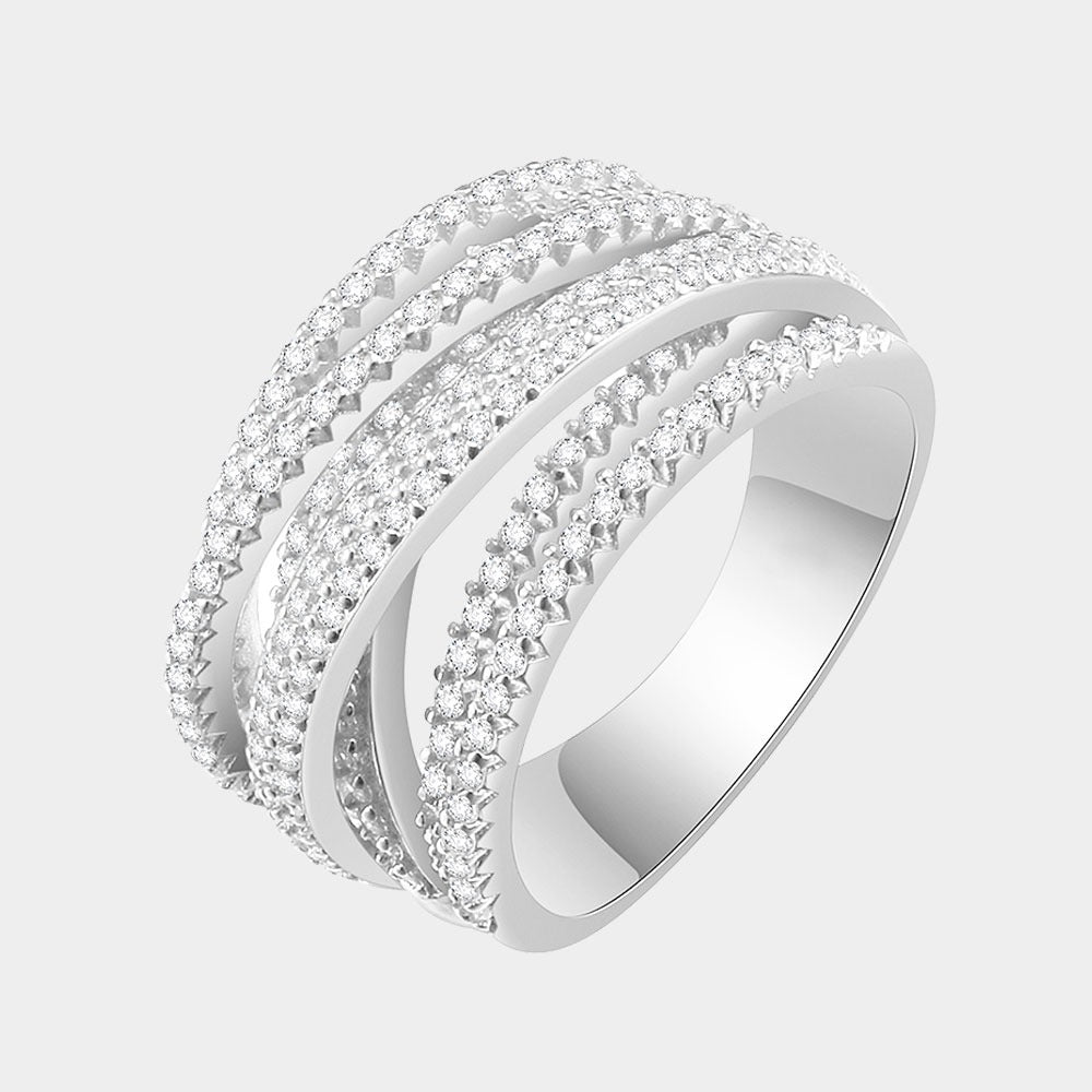 Micro Pave C.Z Embellished Layered RIng