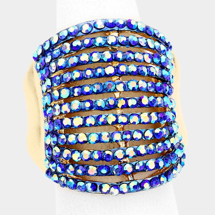 Wide rhinestone stretch ring