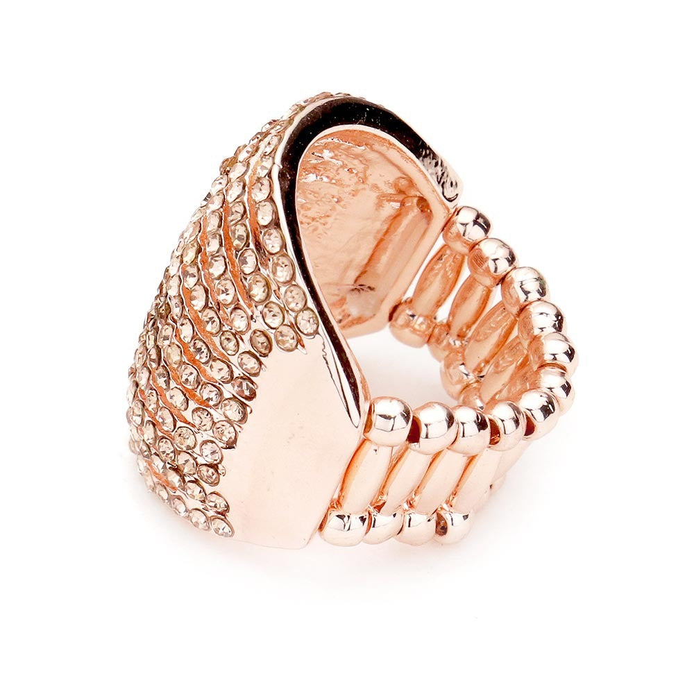 Wide rhinestone stretch ring