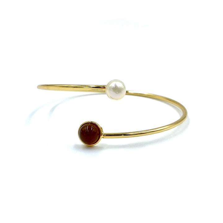 ELEGANT brown and PEARL SET