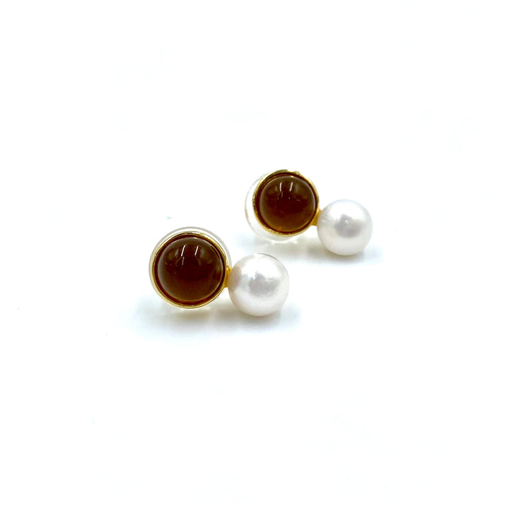 ELEGANT brown and PEARL SET