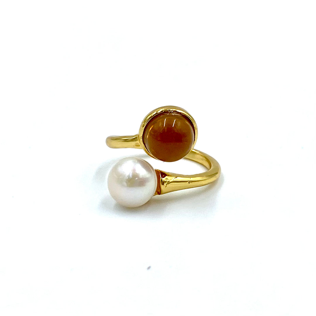 ELEGANT brown and PEARL SET