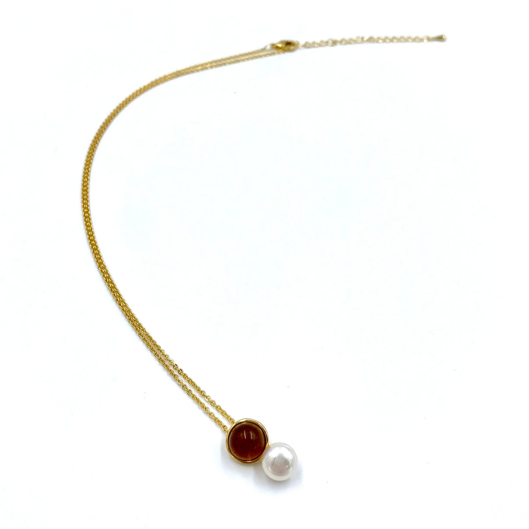 ELEGANT brown and PEARL SET